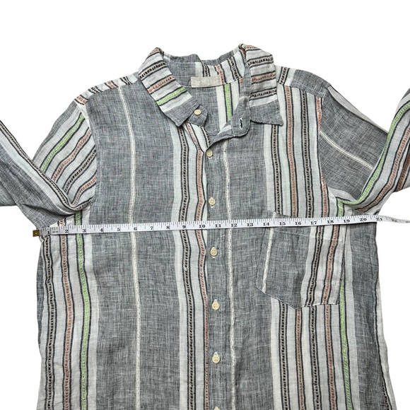 CP SHADES 100% Linen Sloane Striped Button Up Shirt Size M - Picture 11 of 12